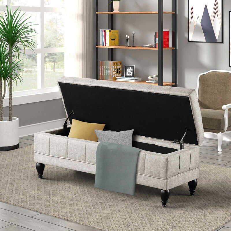 Maxfield Upholstered Flip Top Storage Bench Four Solid Rubberwood