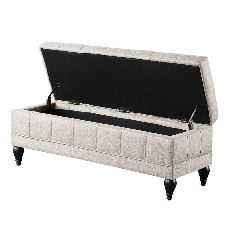 Maxfield Upholstered Flip Top Storage Bench Four Solid Rubberwood