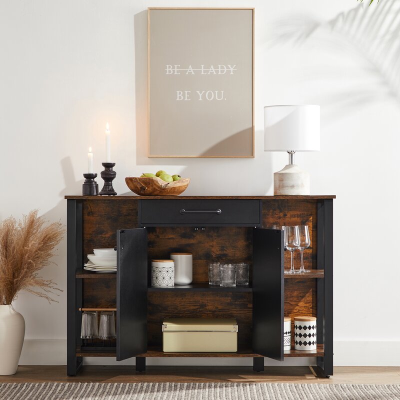 47.2'' Wide 1 Drawer Sideboard Gives you Plenty of Storage Space in your Dining Room, with its Spacious Shelves and Central Cabinet