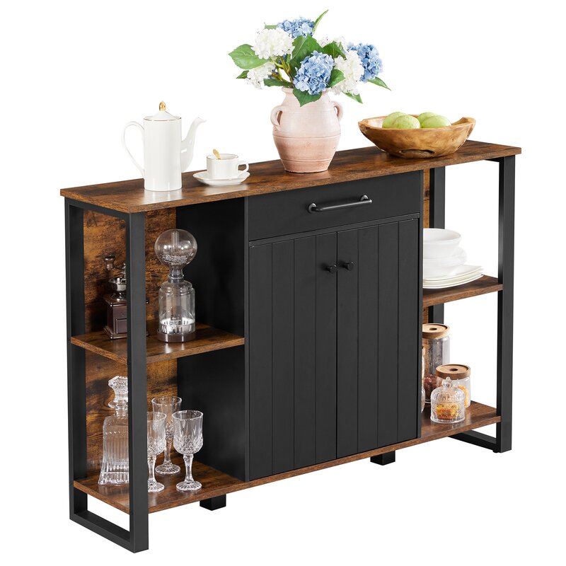 47.2'' Wide 1 Drawer Sideboard Gives you Plenty of Storage Space in your Dining Room, with its Spacious Shelves and Central Cabinet