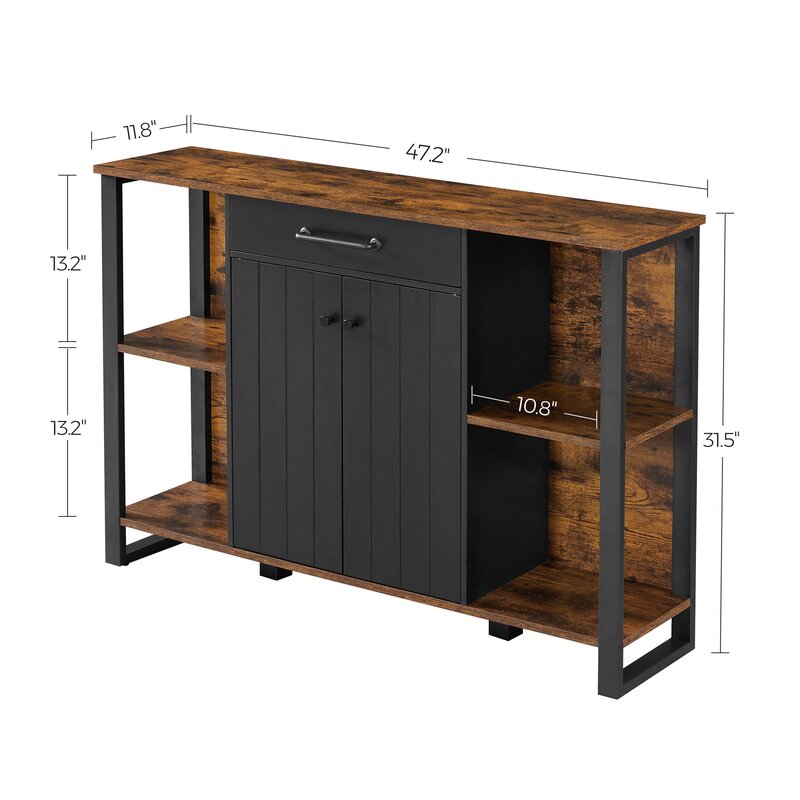 47.2'' Wide 1 Drawer Sideboard Gives you Plenty of Storage Space in your Dining Room, with its Spacious Shelves and Central Cabinet