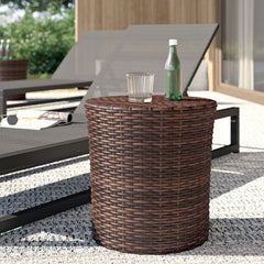 Brown Wicker/Rattan Side Table Patio Seating Spots for Added Comfort