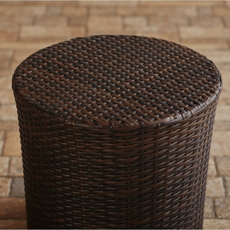 Brown Wicker/Rattan Side Table Patio Seating Spots for Added Comfort