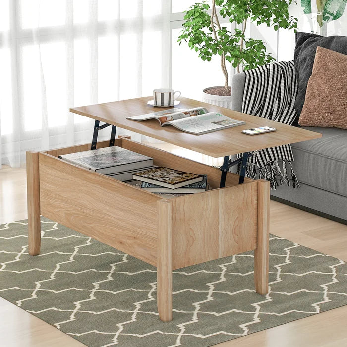 Oak Lift Top Extendable Coffee Table with Storage Add Functionality and Modern Appeal to your Living Room