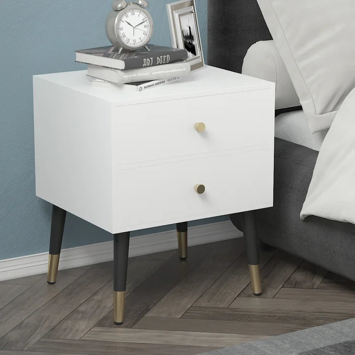 Mcadams 2 - Drawer Nightstand in White Modern Style Perfect for Bedside
