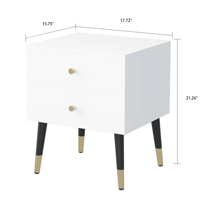 Mcadams 2 - Drawer Nightstand in White Modern Style Perfect for Bedside