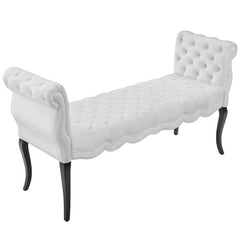 White Mcarthur Upholstered Bench Beautiful Accent or Extra Seating Solution
