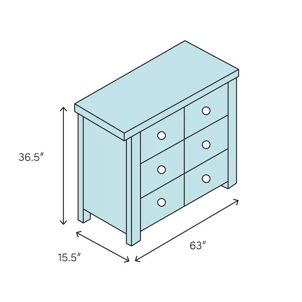 Mcbeth 6 Drawer 63'' W Double Dresser Six-Compartment Drawers Contemporary Style