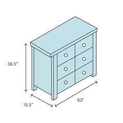 Mcbeth 6 Drawer 63'' W Double Dresser Six-Compartment Drawers Contemporary Style
