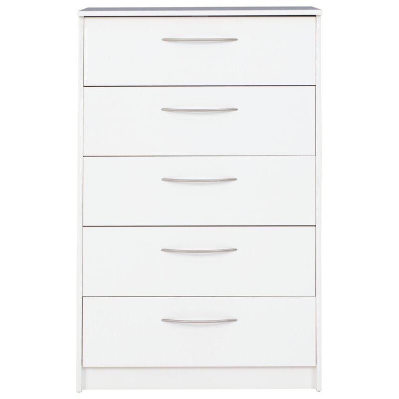 White 5 Drawer 26.73'' W Chest Add A Modern Element to your Office, Bedroom, or Entryway