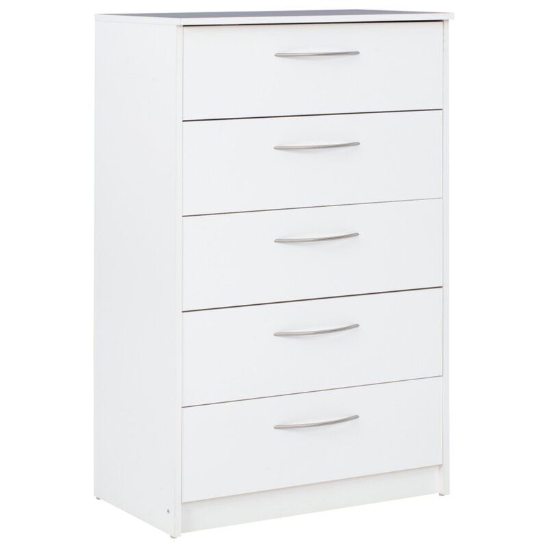 White 5 Drawer 26.73'' W Chest Add A Modern Element to your Office, Bedroom, or Entryway