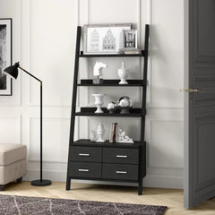 Mccaffery 72'' H x 33.5'' W Solid Wood Ladder Bookcase Contemporary Style