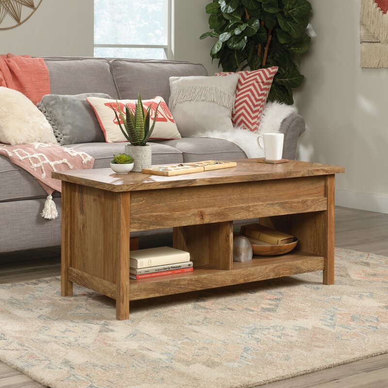 Sindoori Mango Lift Top 4 legs Coffee Table with Storage Open Shelves for Additional and Displays of your Favorite Home Décor