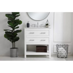White Mccauley 30" Single Bathroom Vanity Set Features a White Quartz