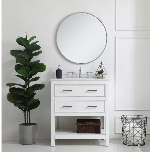 White Mccauley 30" Single Bathroom Vanity Set Features a White Quartz
