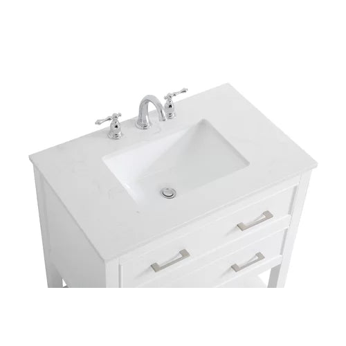 White Mccauley 30" Single Bathroom Vanity Set Features a White Quartz