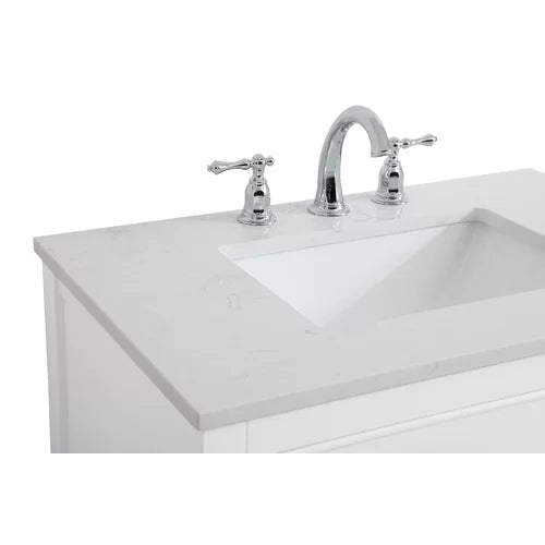 White Mccauley 30" Single Bathroom Vanity Set Features a White Quartz