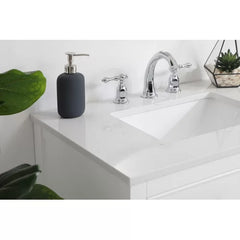 White Mccauley 30" Single Bathroom Vanity Set Features a White Quartz