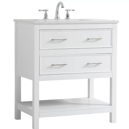 White Mccauley 30" Single Bathroom Vanity Set Features a White Quartz