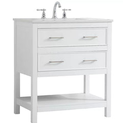 White Mccauley 30" Single Bathroom Vanity Set Features a White Quartz