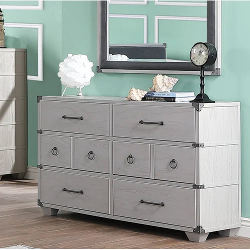 Mcclendon 6 Drawer 54'' WDouble Pull Knobs Wooden Frame