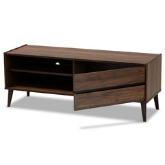 Organized in Style TV Stand for TVs up to 55" Walnut Brown Finish Two Open Shelves