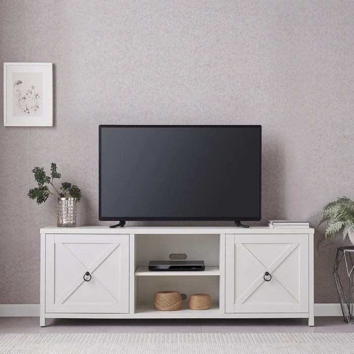 White Mccomb TV Stand for TVs up to 78" Creates a Warm Neutral Palette