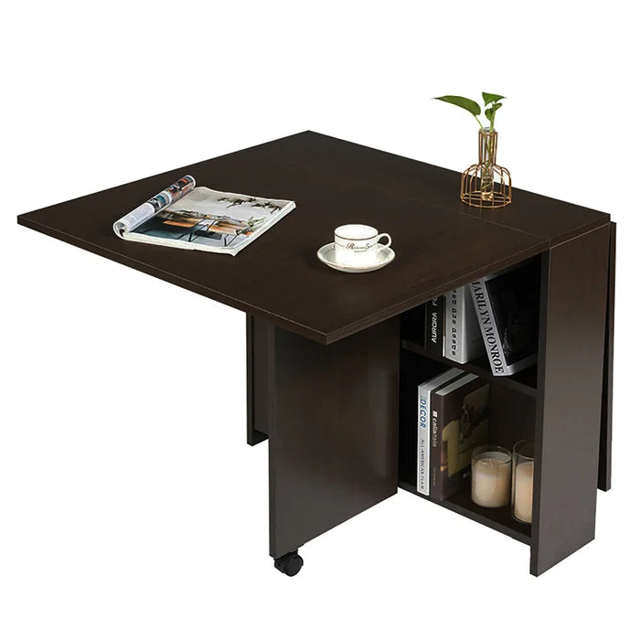 Black Walnut Mccorkle Drop Leaf Dining Table Flexible Folding Design