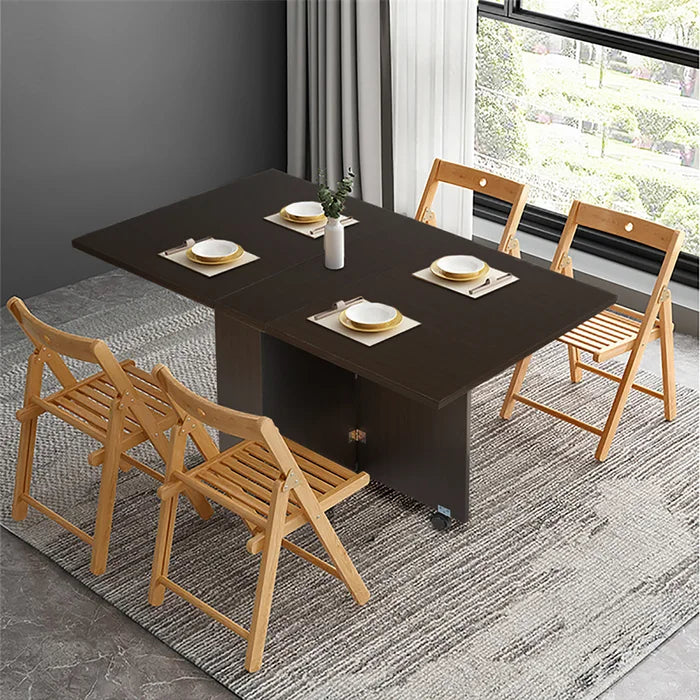 Black Walnut Mccorkle Drop Leaf Dining Table Flexible Folding Design