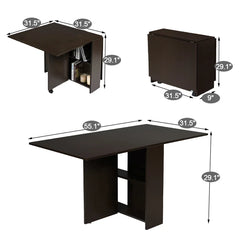 Black Walnut Mccorkle Drop Leaf Dining Table Flexible Folding Design