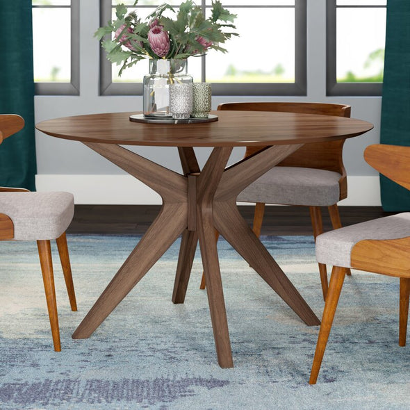 47'' Solid Wood Pedestal Dining Table Round Top Seats Four Comfortably and Offers Plenty of Room for Eating