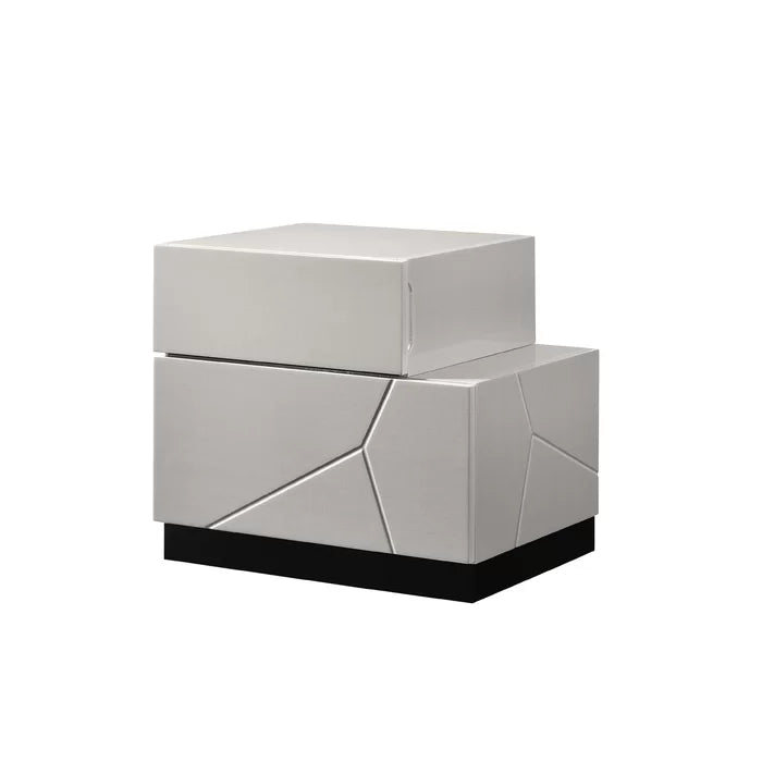 Mcguinness 19.4'' Tall 2 - Drawer Nightstand in Light Grey/Black