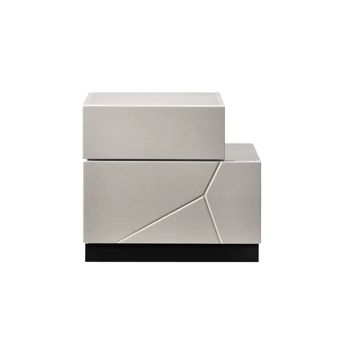Mcguinness 19.4'' Tall 2 - Drawer Nightstand in Light Grey/Black