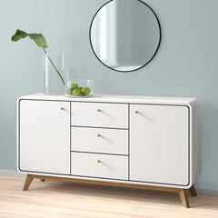 White Merrell 55.12'' Wide 3 Drawer Sideboard Rectangular Silhouette