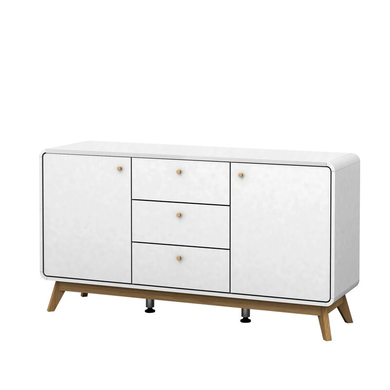 White Merrell 55.12'' Wide 3 Drawer Sideboard Rectangular Silhouette