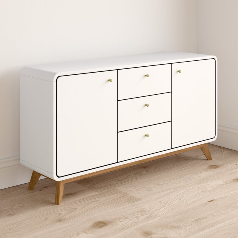 White Merrell 55.12'' Wide 3 Drawer Sideboard Rectangular Silhouette