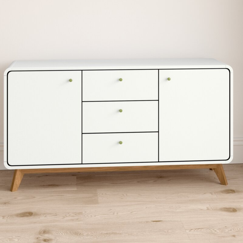 White Merrell 55.12'' Wide 3 Drawer Sideboard Rectangular Silhouette