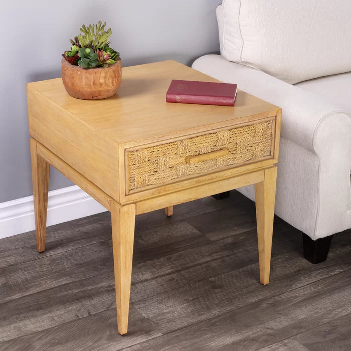 Merriam 24.5'' Tall 1 - Drawer Solid Wood Nightstand in Golden Brown