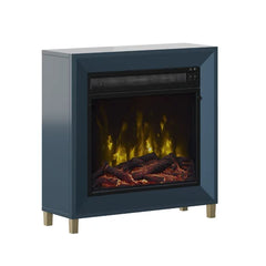 Fontana Blue Mertens 23.63'' W Electric Fireplace Interchangeable Contemporary Fire Crystals and A Eealistic Log