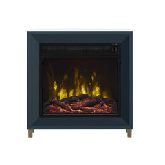 Fontana Blue Mertens 23.63'' W Electric Fireplace Interchangeable Contemporary Fire Crystals and A Eealistic Log