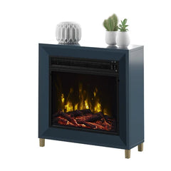 Fontana Blue Mertens 23.63'' W Electric Fireplace Interchangeable Contemporary Fire Crystals and A Eealistic Log