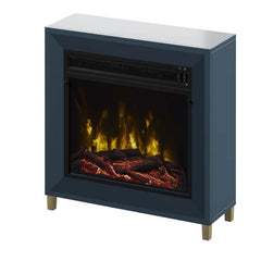 Fontana Blue Mertens 23.63'' W Electric Fireplace Interchangeable Contemporary Fire Crystals and A Eealistic Log