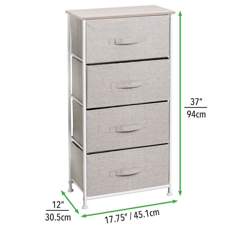 Metal Frame 4 Drawer Dresser With Wood Top