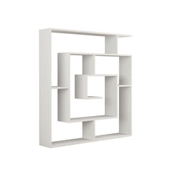 White 50.2'' H x 49.2'' W Geometric Bookcase Eight Tiers of Different Heights and Widths that Provide A Place for Prized Possessions of All Sizes