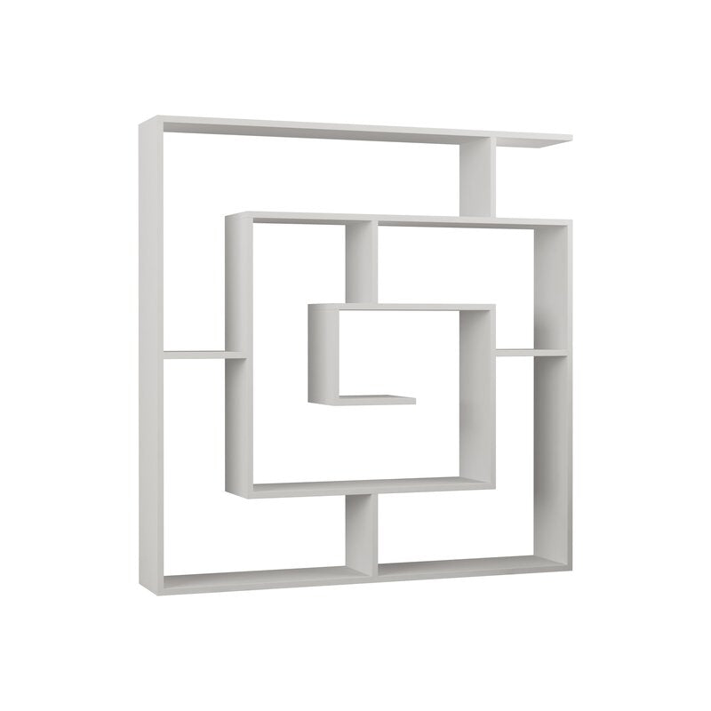 White 50.2'' H x 49.2'' W Geometric Bookcase Eight Tiers of Different Heights and Widths that Provide A Place for Prized Possessions of All Sizes