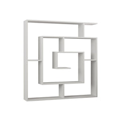 White 50.2'' H x 49.2'' W Geometric Bookcase Eight Tiers of Different Heights and Widths that Provide A Place for Prized Possessions of All Sizes