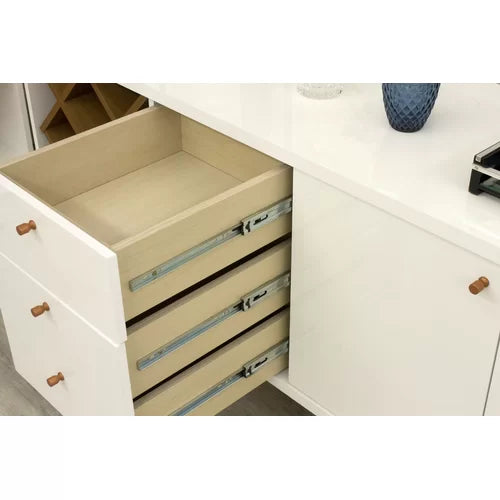 Off White Michaelson 64'' Wide 3 Drawer Buffet Table Blend of Solid and Engineered Wood