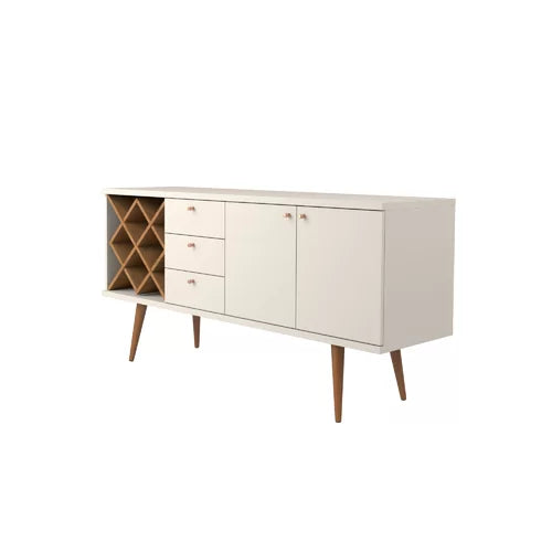 Off White Michaelson 64'' Wide 3 Drawer Buffet Table Blend of Solid and Engineered Wood