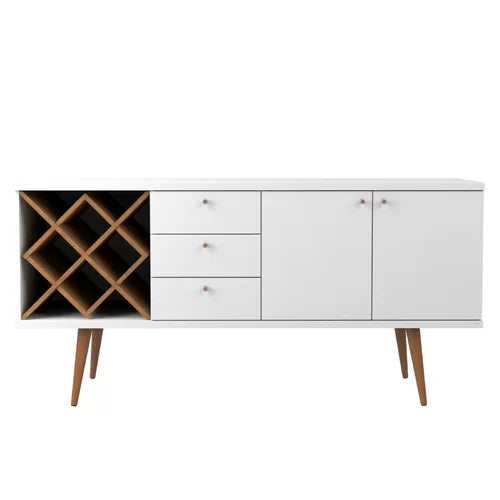 White Gloss and Maple Cream Michaelson 64'' Wide 3 Drawer Buffet Table