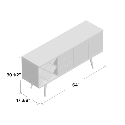 Off White Michaelson 64'' Wide 3 Drawer Buffet Table Blend of Solid and Engineered Wood